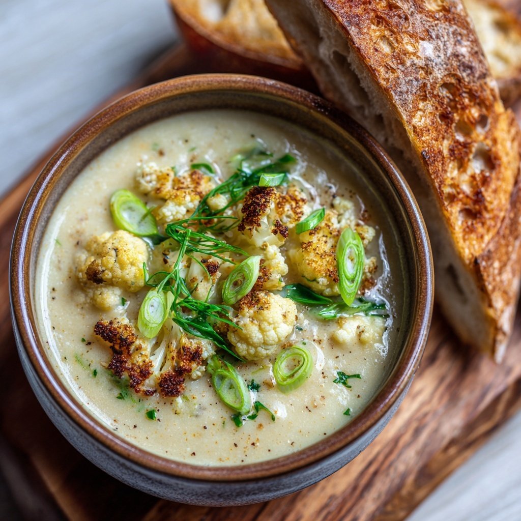 Blumenkohlsuppe mit Lauchzwiebeln