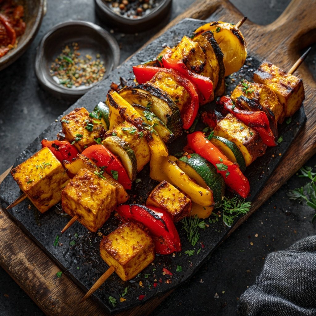 Grillspieße Mit Gemüse Und Tofu