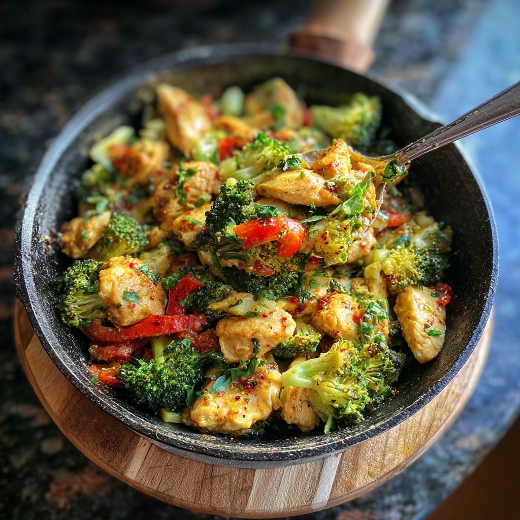 Kalorienarme Hähnchenpfanne Mit Brokkoli Und Paprika