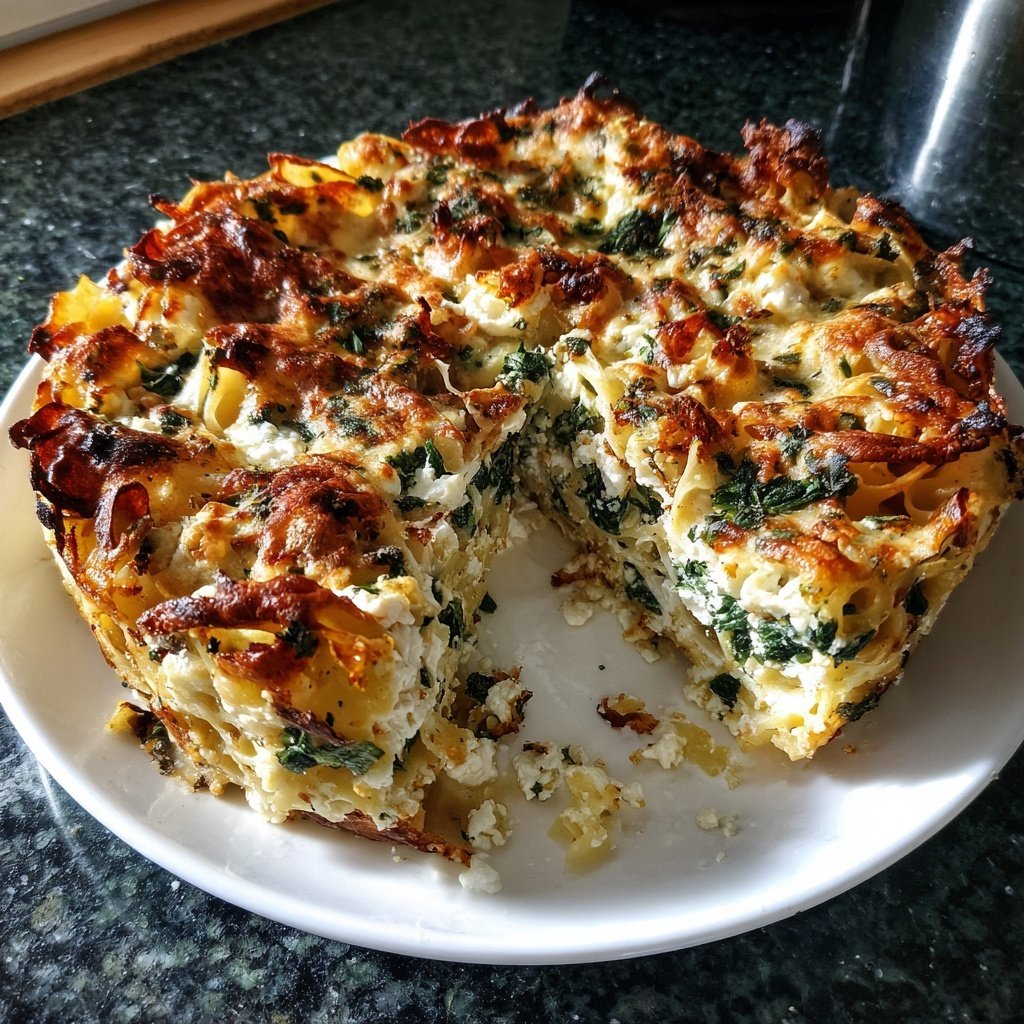 Nudelauflauf mit Spinat und Feta
