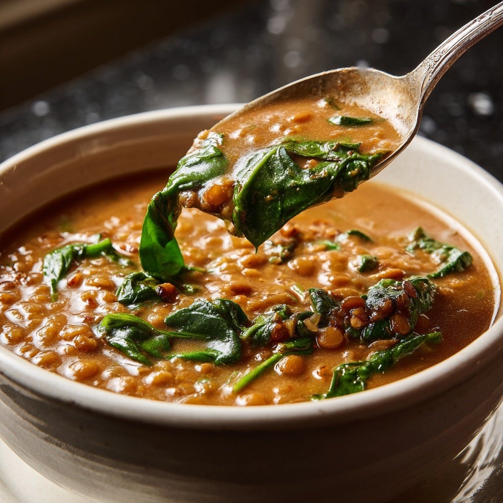 Linsensuppe mit Spinat