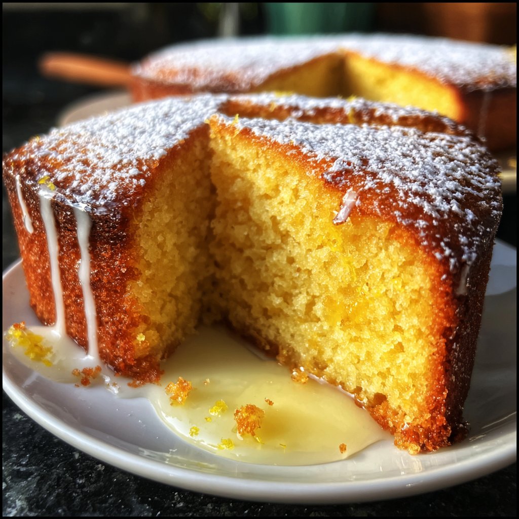 Zitronenkuchen mit Puderzucker